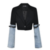 ANNANSS Denim Jacket Blazer Crop
